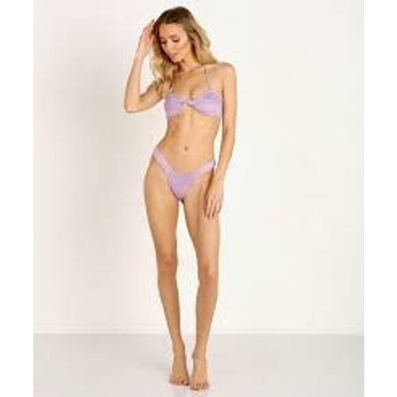Monica Hansen Beachwear NWT Set Bardot Collection Bikini Top/Bottom Violet Small - Picture 1 of 5